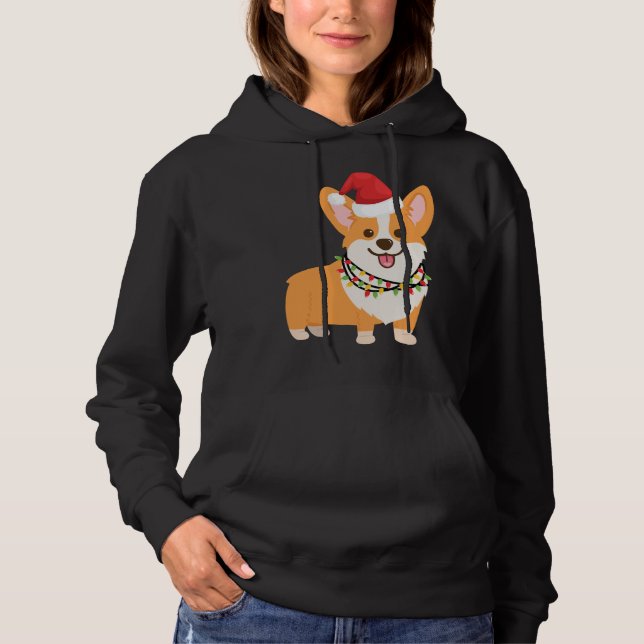 Christmas Corgi Dog mit Weihnachtsmannmütze und We Hoodie (Vorderseite)