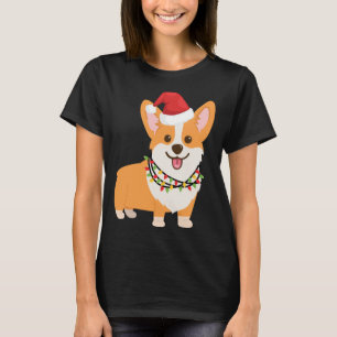 Christmas Corgi Dog mit Weihnachtsmannmütze und We T-Shirt