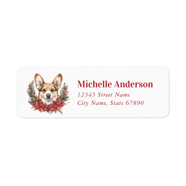 Christmas Corgi Dog Rücksendeadressen-Aufkleber (Vorne)