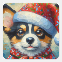 Christmas Corgi Dog Welpe mit Weihnachtsmannmütze