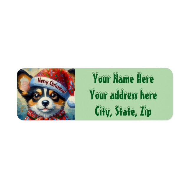 Christmas Corgi Dog Welpe Weihnachtsmannmütze Rück (Vorne)