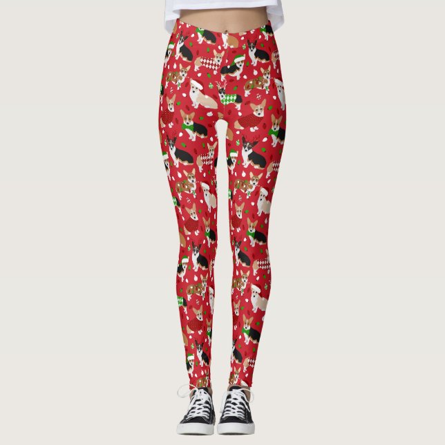 Christmas Corgi Dogs Leggings (Vorderseite)