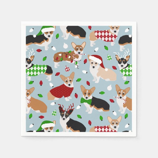 Christmas Corgi Dogs Napkins Serviette (Vorderseite)