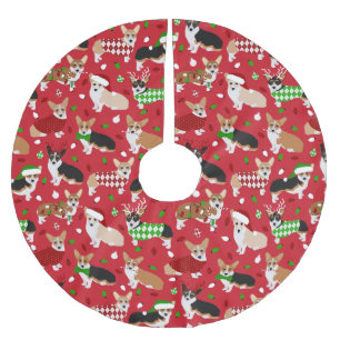 Christmas Corgi Dogs Polyester Weihnachtsbaumdecke