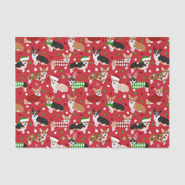Christmas Corgi Dogs Seidenpapier (Vorderseite)