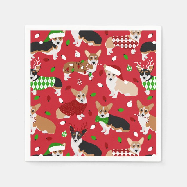 Christmas Corgi Dogs Serviette (Vorderseite)