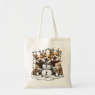 Christmas Corgi Dogs Snowman Tragetasche