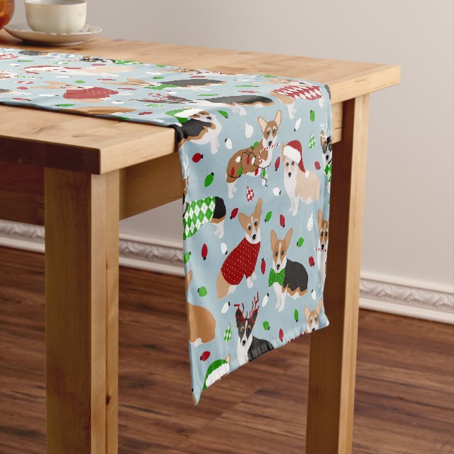 Christmas Corgi Hunde Kurze Tischläufer (Beispiel)