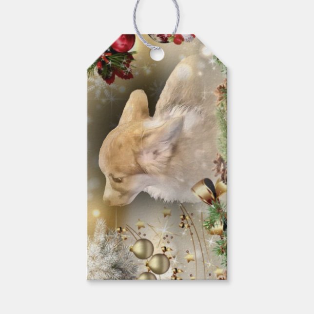 Christmas Corgi Puppy Geschenkanhänger (Vorderseite)