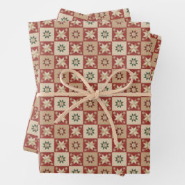 Christmas Country Star Quilt Blocks Geschenkpapier Set