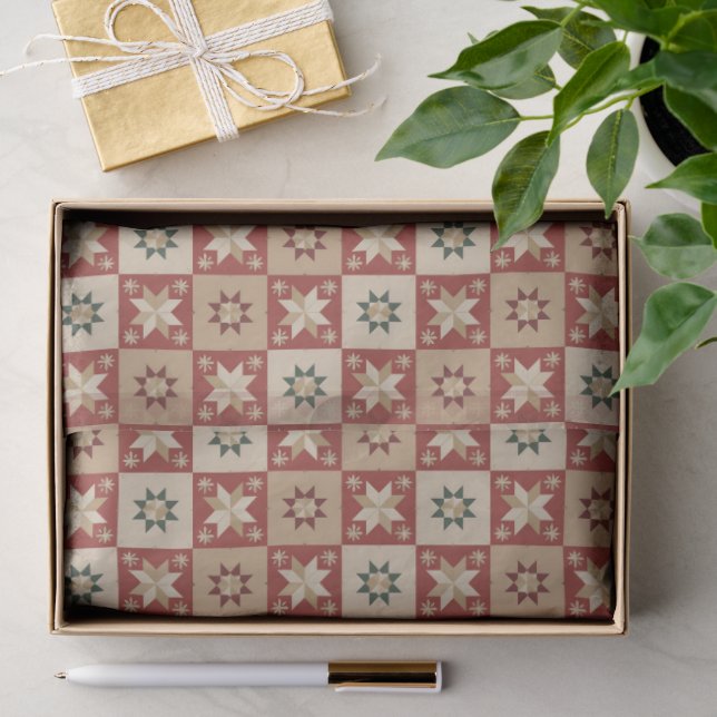 Christmas Country Star Quilt Blocks Seidenpapier (Geschenk)