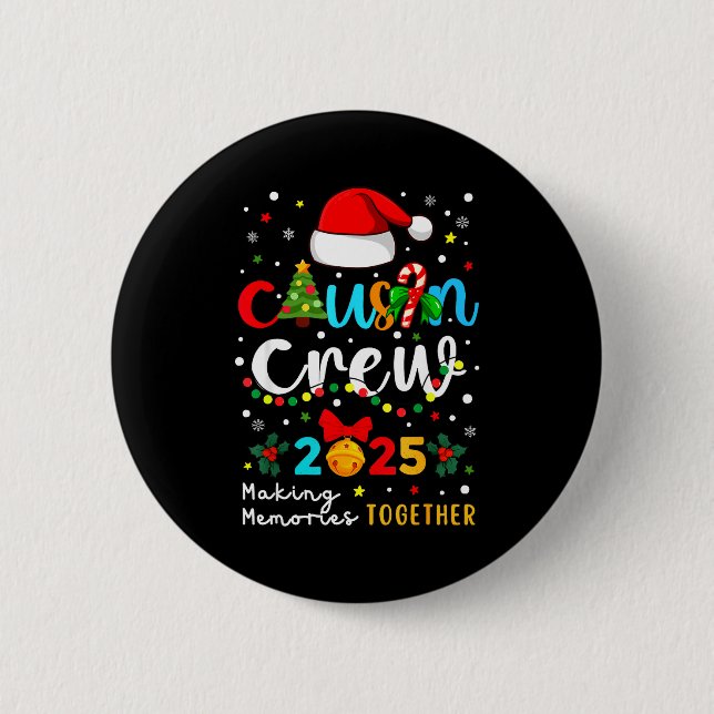 Christmas Cousin Crew 2025 Santa Kids Men Women Fa Button (Vorderseite)