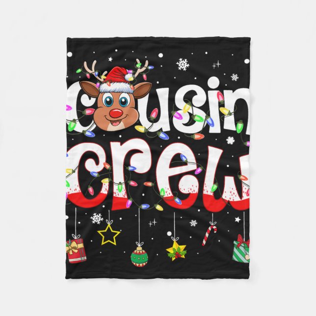 Christmas Cousin Crew Funny Reindeer Matching Paja Fleecedecke (Vorderseite)
