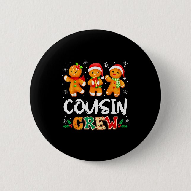 Christmas Cousin Crew Santa Hat Family Matching Fu Button (Vorderseite)