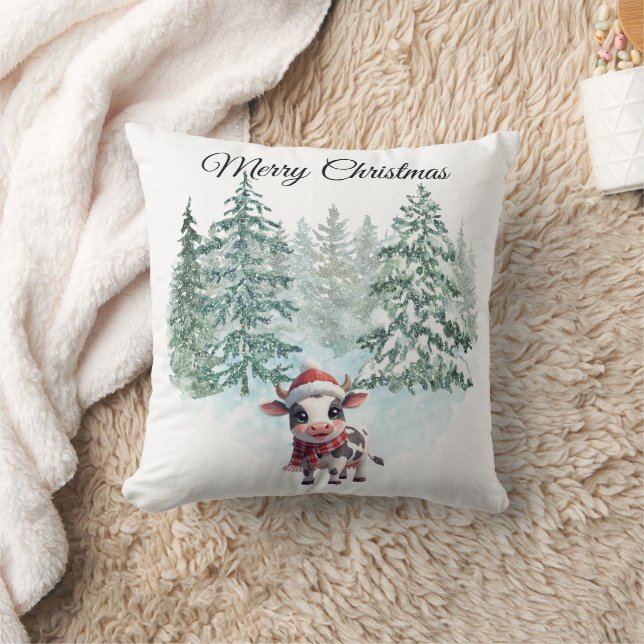 Christmas Cow Throw Pillow Kissen (Decke)