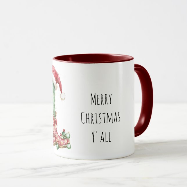 Christmas Cowboy Boots Cactus Tasse (VorderseiteRechts)