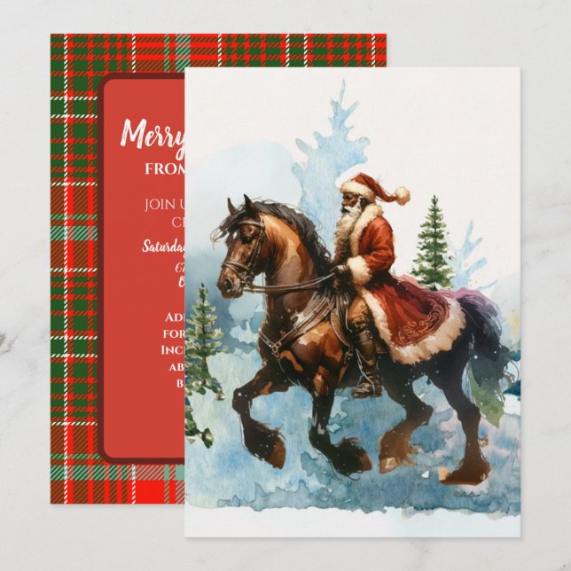Christmas Cowboy Santa Einladung (Vorne/Hinten)