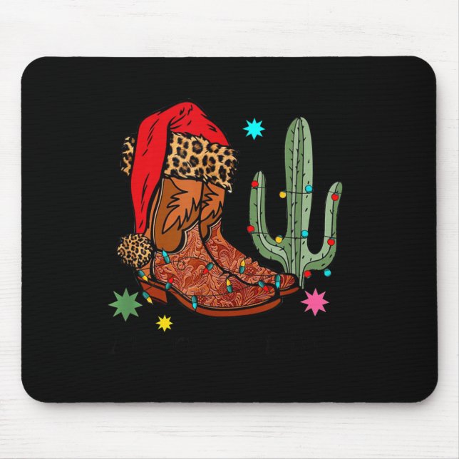 Christmas Cowgirl Boots,western Christmas Funny Gi Mousepad (Vorne)