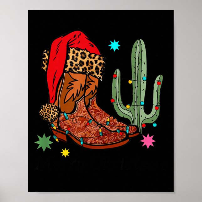 Christmas Cowgirl Boots,western Christmas Funny Gi Poster (Vorne)