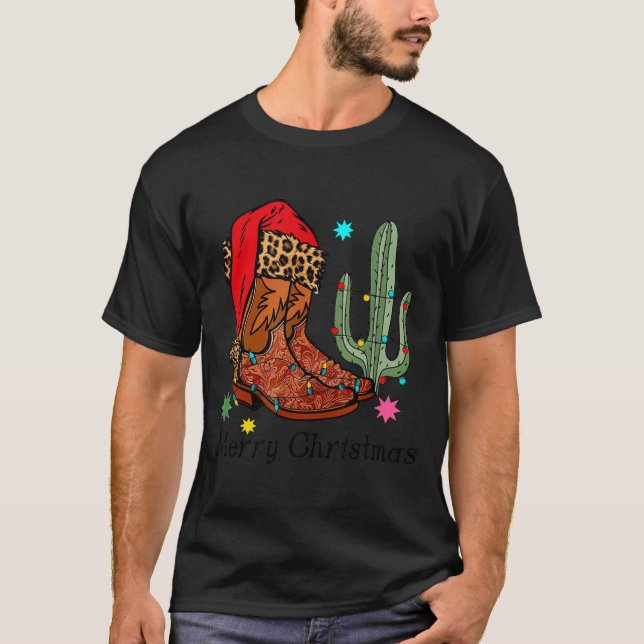 Christmas Cowgirl Boots,western Christmas Funny Gi T-Shirt (Vorderseite)
