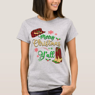 Christmas Cowgirl Hat & Boots T - Shirt