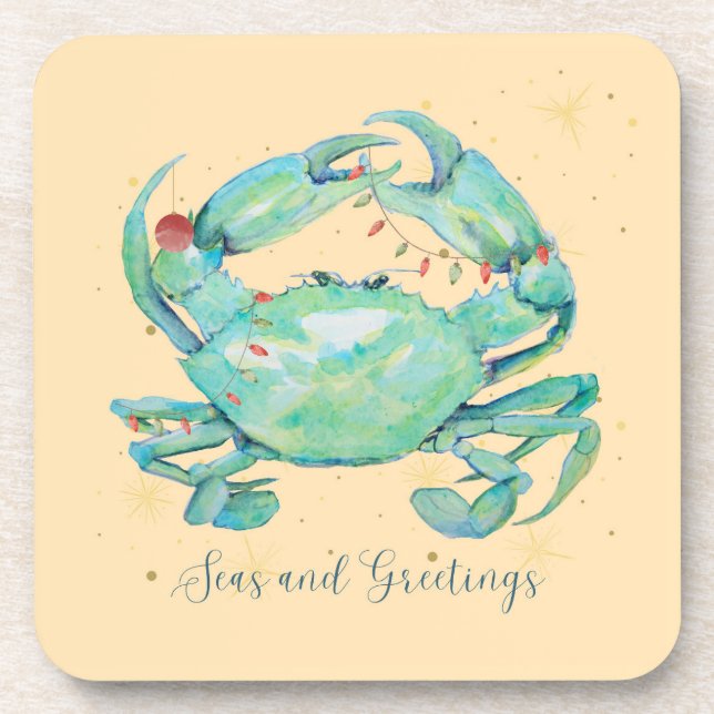 Christmas Crab Beach Getränkeuntersetzer (Vorderseite)