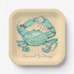 Christmas Crab Beach Pappteller