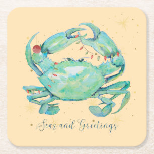 Christmas Crab Beach Rechteckiger Pappuntersetzer
