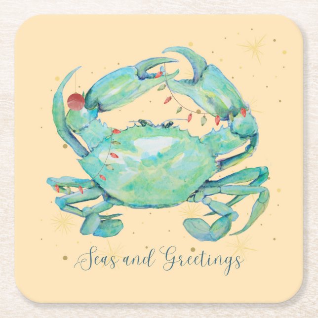 Christmas Crab Beach Rechteckiger Pappuntersetzer (Vorderseite)
