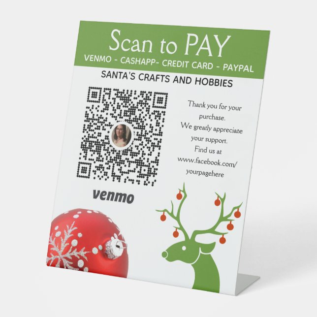 Christmas Craft Show Venmo Pay Here Sockelschild (Vorderseite)