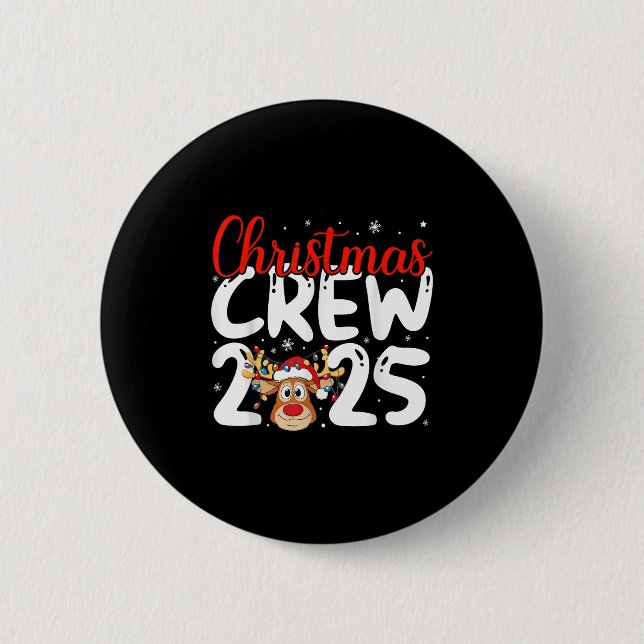 Christmas Crew 2025 Family Christmas Xmas Pajamas  Button (Vorderseite)
