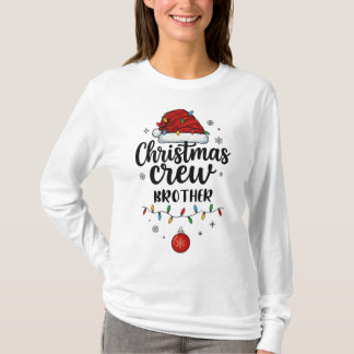 Christmas Crew Brother Santa Hat Matching Christma T-Shirt