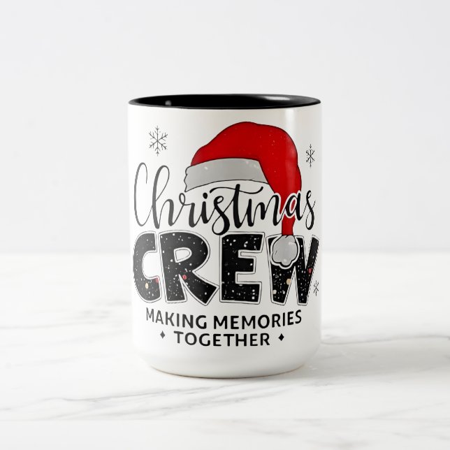 Christmas Crew Funny Family Making Memories Togeth Zweifarbige Tasse (Mittel)