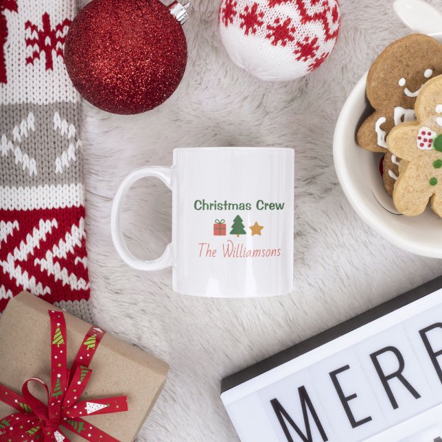 Christmas Crew Personalized Family Holiday Kaffeetasse (Von Creator hochgeladen)