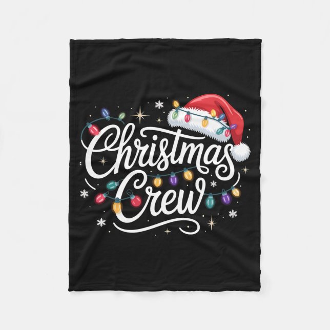 Christmas Crew Xmas Lights Family Matching Pajamas Fleecedecke (Vorderseite)