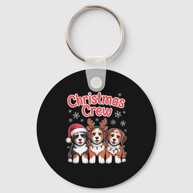 Christmas Crew Xmas Puppy Dog Funny Christmas Bern Schlüsselanhänger (Vorderseite)