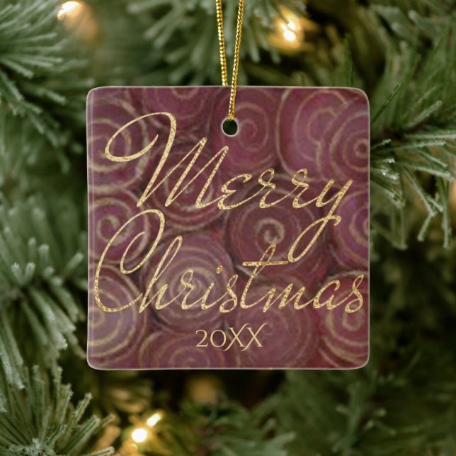 Christmas Crimson and Gold Keramikornament (Baum)