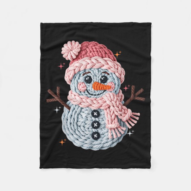 Christmas Crochet Faux Yarn Crochet Snowman Funny  Fleecedecke (Vorderseite)