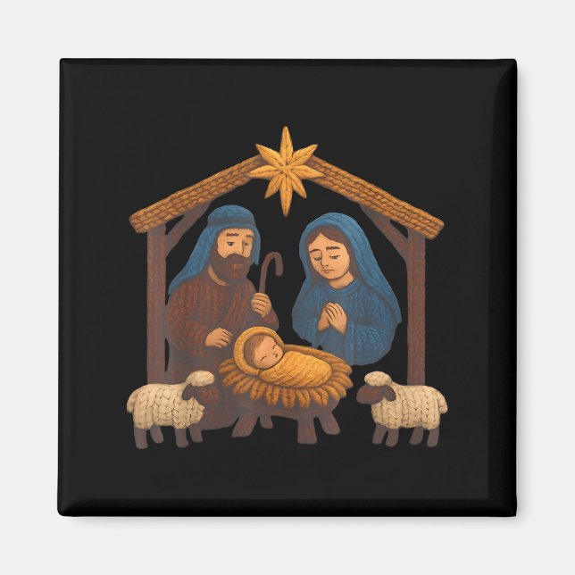 Christmas Crochet Jesus Christmas Faux Yarn Sewing Magnet (Vorne)