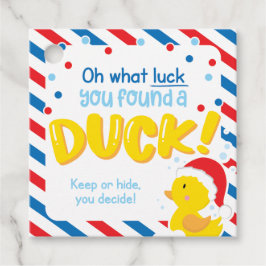 Christmas Cruise Ducks Square Tags, Blue Geschenkanhänger