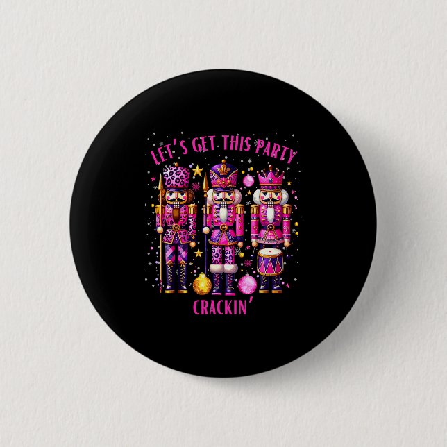 Christmas Crushing It Nutcracker - Funny Retro Ugl Button (Vorderseite)