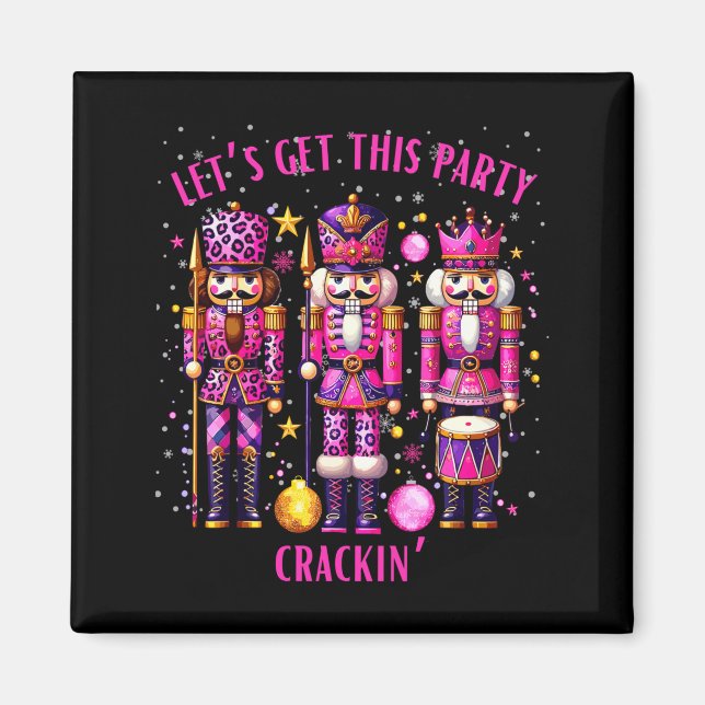 Christmas Crushing It Nutcracker - Funny Retro Ugl Magnet (Vorne)