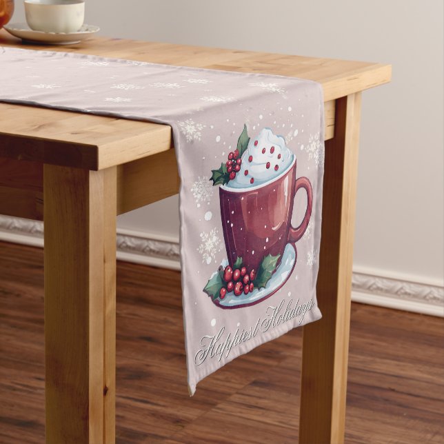 Christmas Cup of Hot Chocolate | Blush Pink Mittelgroßer Tischläufer (Beispiel)