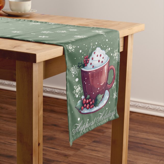 Christmas Cup of Hot Chocolate | Green Mittelgroßer Tischläufer (Beispiel)