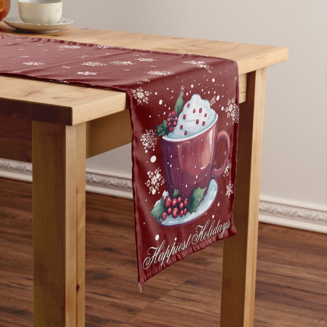 Christmas Cup of Hot Chocolate | Red Mittelgroßer Tischläufer (Beispiel)
