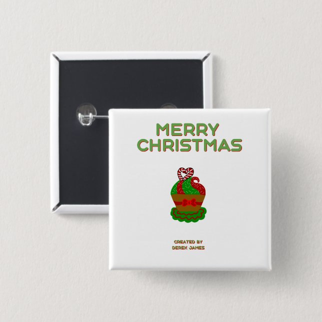 Christmas Cupcake Square Button (Vorne & Hinten)