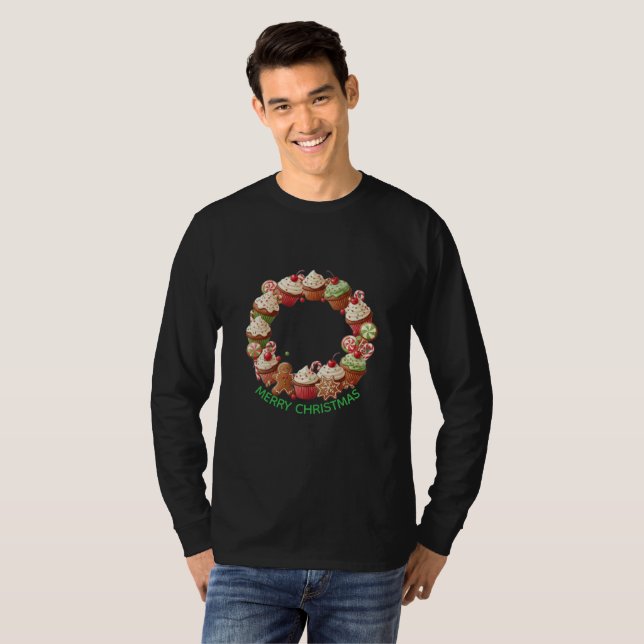 Christmas Cupcake Wreath T-Shirt (Vorne ganz)