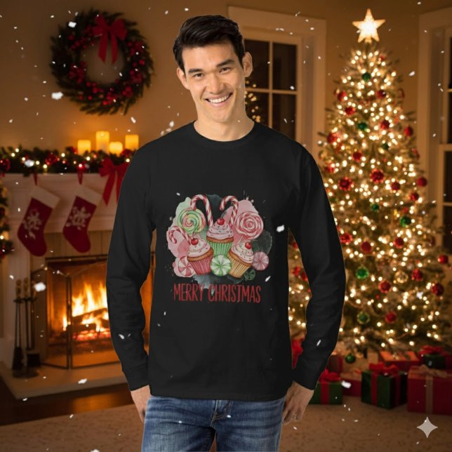 Christmas Cupcakes and Candy Merry Christmas T-Shirt (Von Creator hochgeladen)