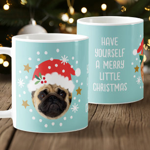 Christmas Custom Foto Funny Elf Santa Pet Blau Kaffeetasse