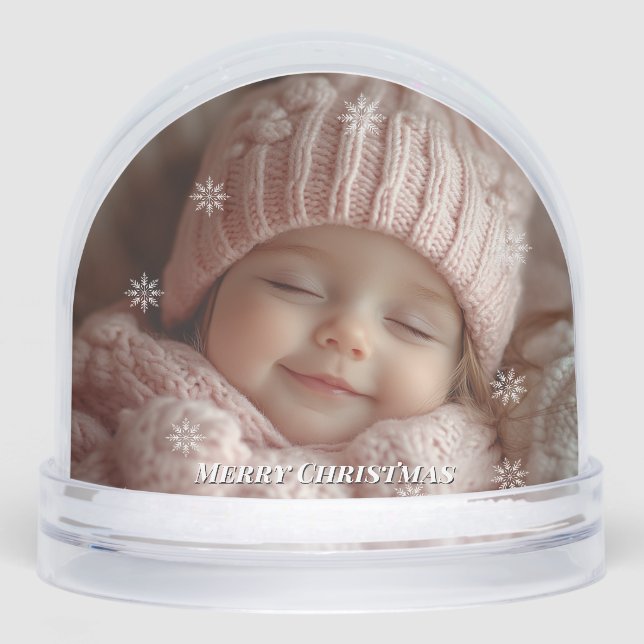 Christmas Custom Photos Snowflakes Snow Globe Schneekugeln (Vorderseite)